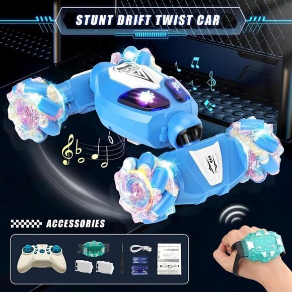 Sensing RC Stunt Car Birthday Gifts Toys for Kids Blue Remote Control Car New - Picture 8 of 8